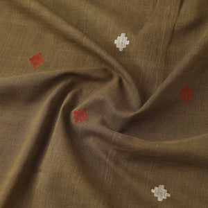 Brown - Handspun Handloom Natural Dyed Cotton Jamdani Fabric 09