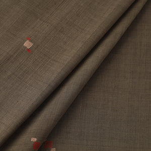 Brown - Handspun Handloom Natural Dyed Cotton Jamdani Fabric 08