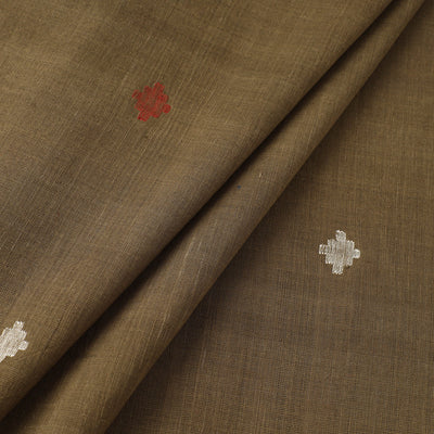 Brown - Handspun Handloom Natural Dyed Cotton Jamdani Fabric 07