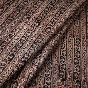 Black - Kalamkari Block Printed Cotton Fabric