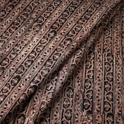 Black - Kalamkari Block Printed Cotton Fabric