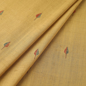 Beige - Handspun Handloom Natural Dyed Cotton Jamdani Fabric 13