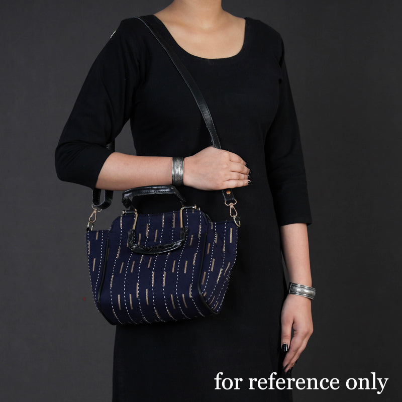 Black - Handcrafted Kantha Hand Embroidered Cotton Hand Bag