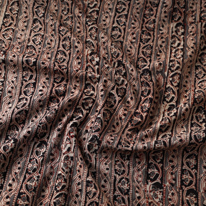 Black - Kalamkari Block Printed Cotton Fabric