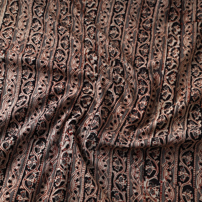 Black - Kalamkari Block Printed Cotton Fabric