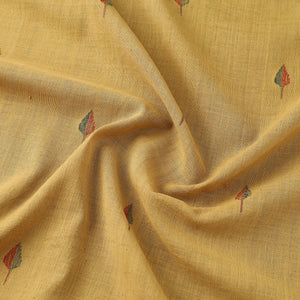 Beige - Handspun Handloom Natural Dyed Cotton Jamdani Fabric 13