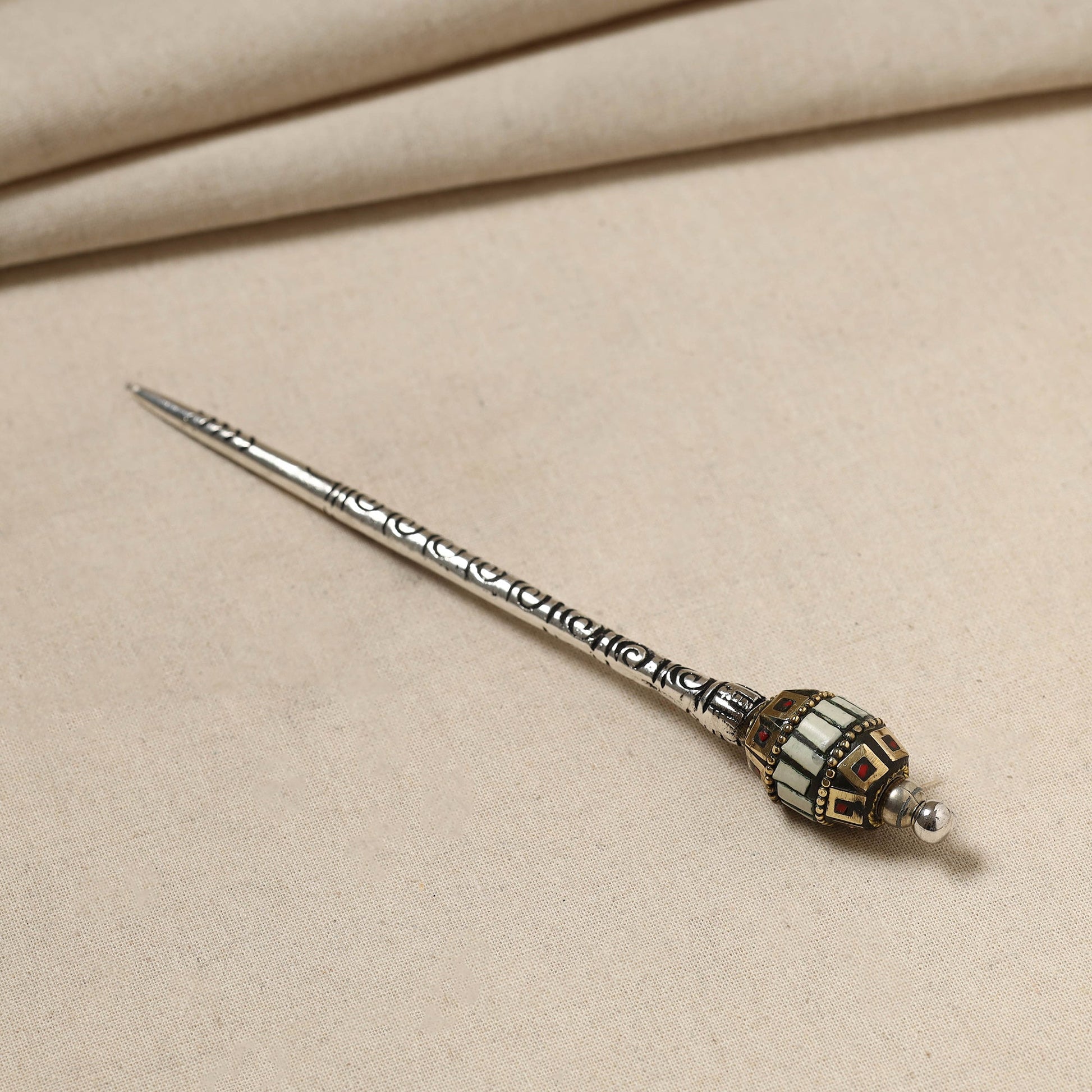 Antique Finish Oxidised German Silver Juda Stick