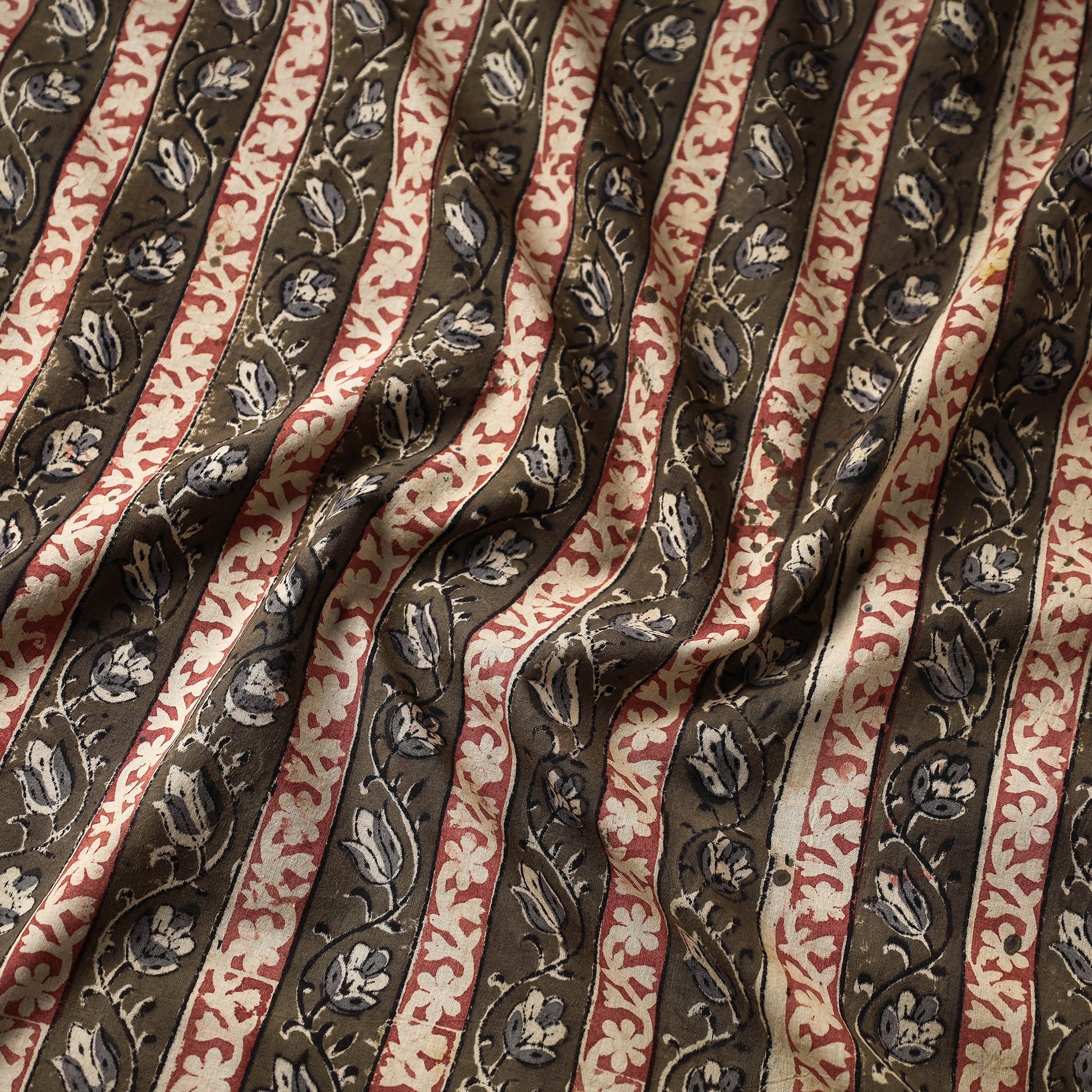 Brown - Kalamkari Block Printed Cotton Fabric