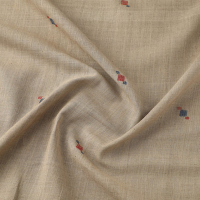 Beige - Handspun Handloom Natural Dyed Cotton Jamdani Fabric 20