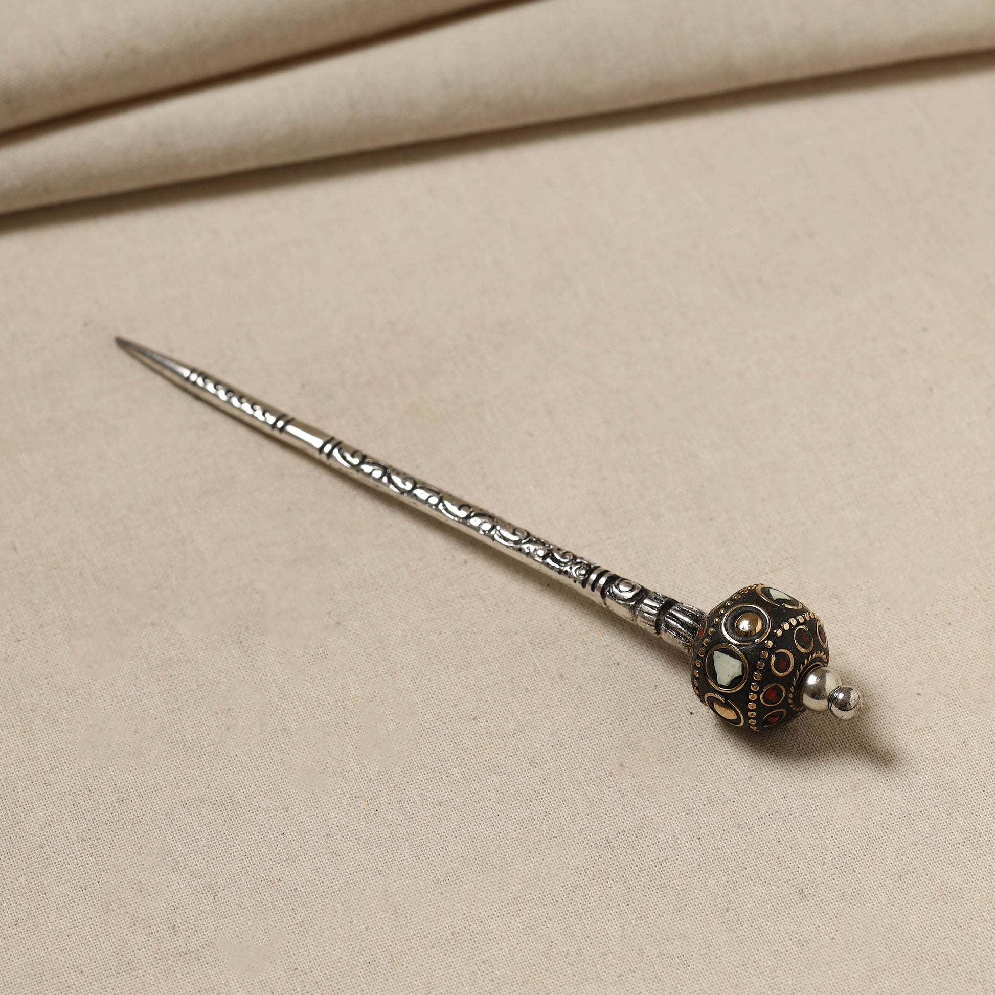 Antique Finish Oxidised German Silver Juda Stick