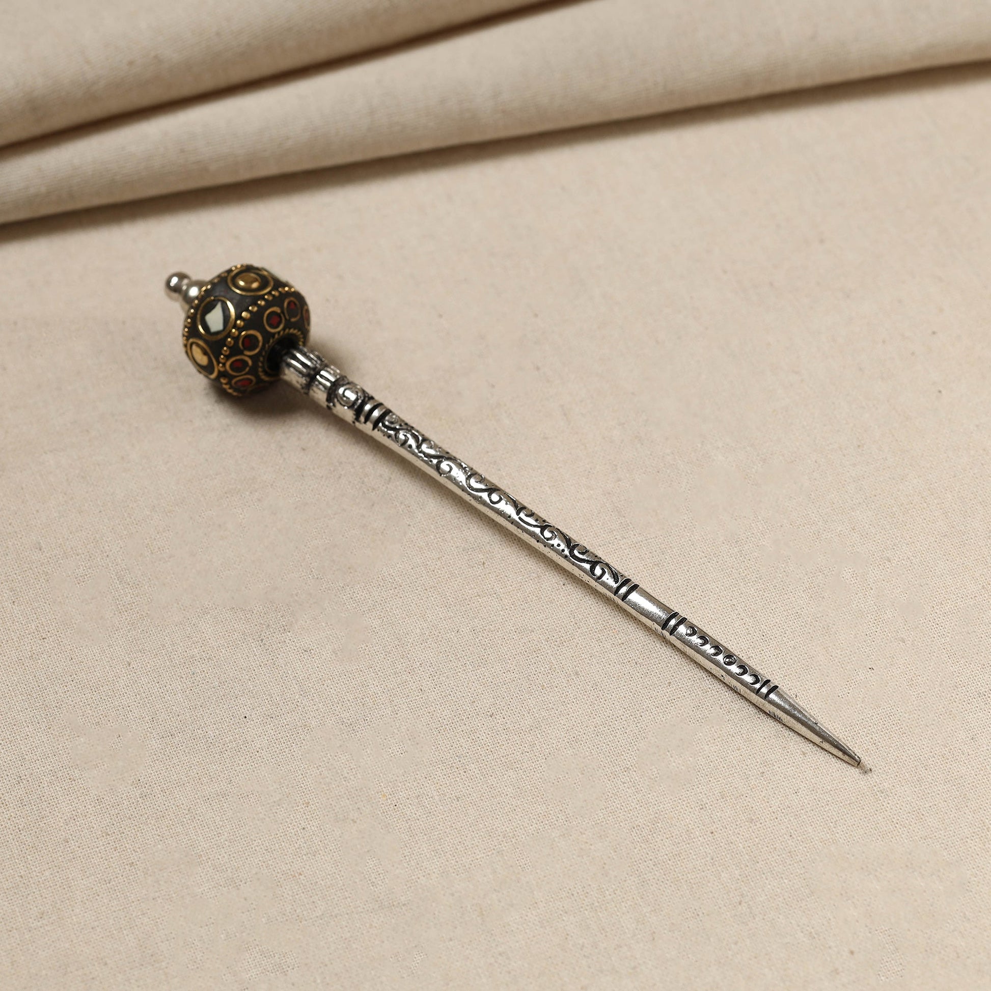 Antique Finish Oxidised German Silver Juda Stick
