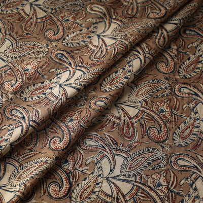Brown - Kalamkari Block Printed Cotton Fabric