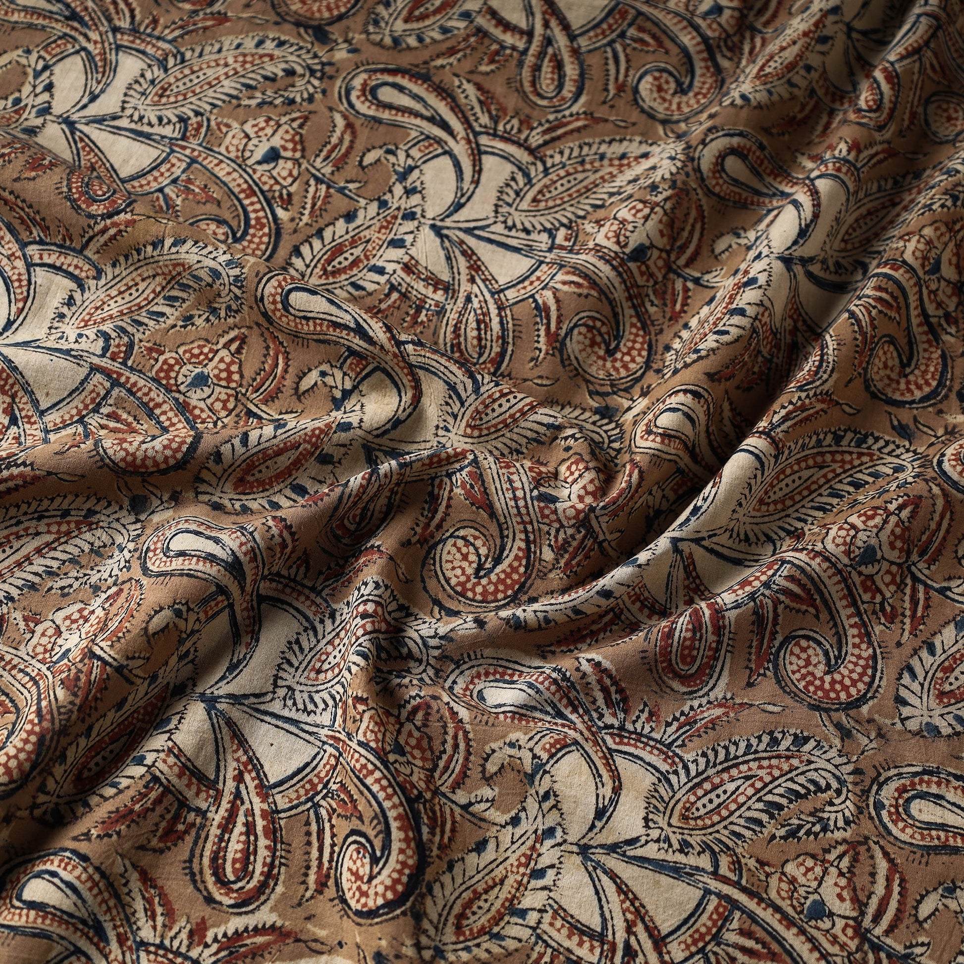 Brown - Kalamkari Block Printed Cotton Fabric