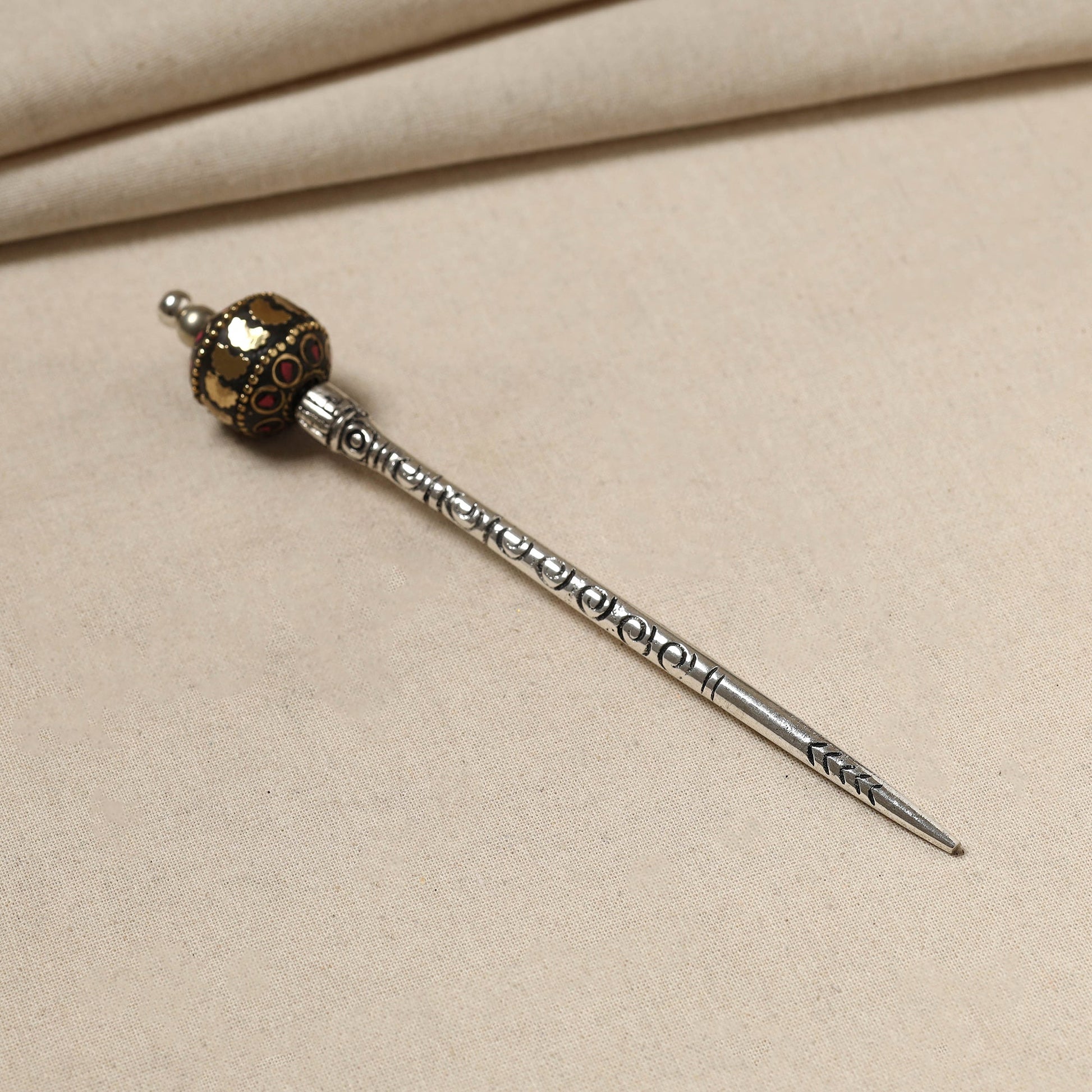 Antique Finish Oxidised German Silver Juda Stick