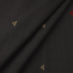 Black - Handspun Handloom Natural Dyed Cotton Jamdani Fabric 36