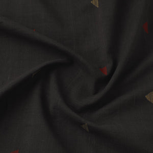Black - Handspun Handloom Natural Dyed Cotton Jamdani Fabric 36