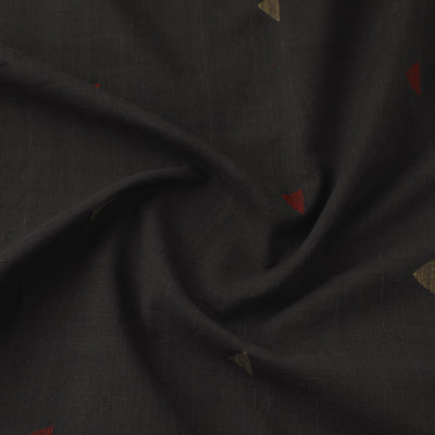 Black - Handspun Handloom Natural Dyed Cotton Jamdani Fabric 36