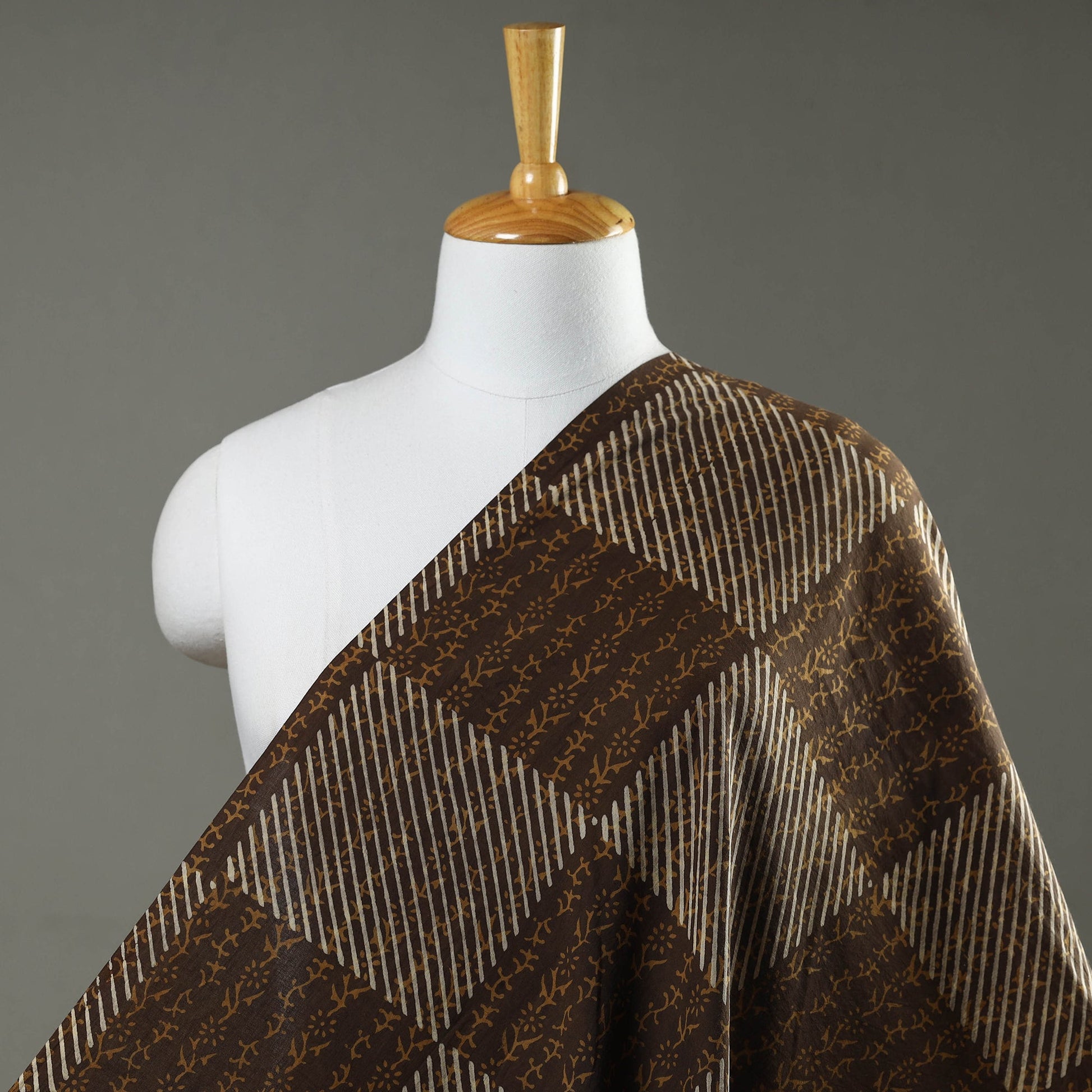 Brown - Akola Hand Block Printed Cotton Fabric