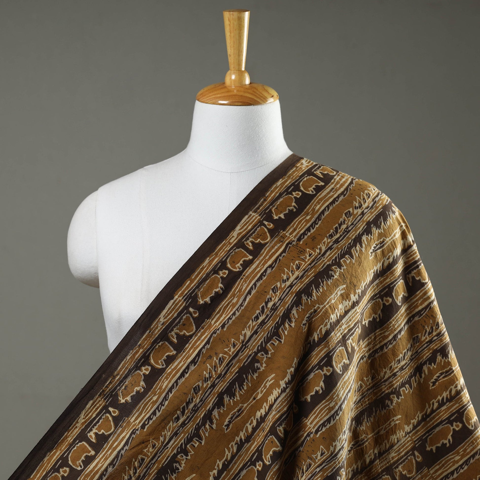 Brown - Akola Hand Block Printed Cotton Fabric