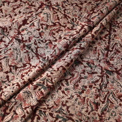 Brown - Kalamkari Block Printed Cotton Fabric