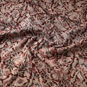 Brown - Kalamkari Block Printed Cotton Fabric