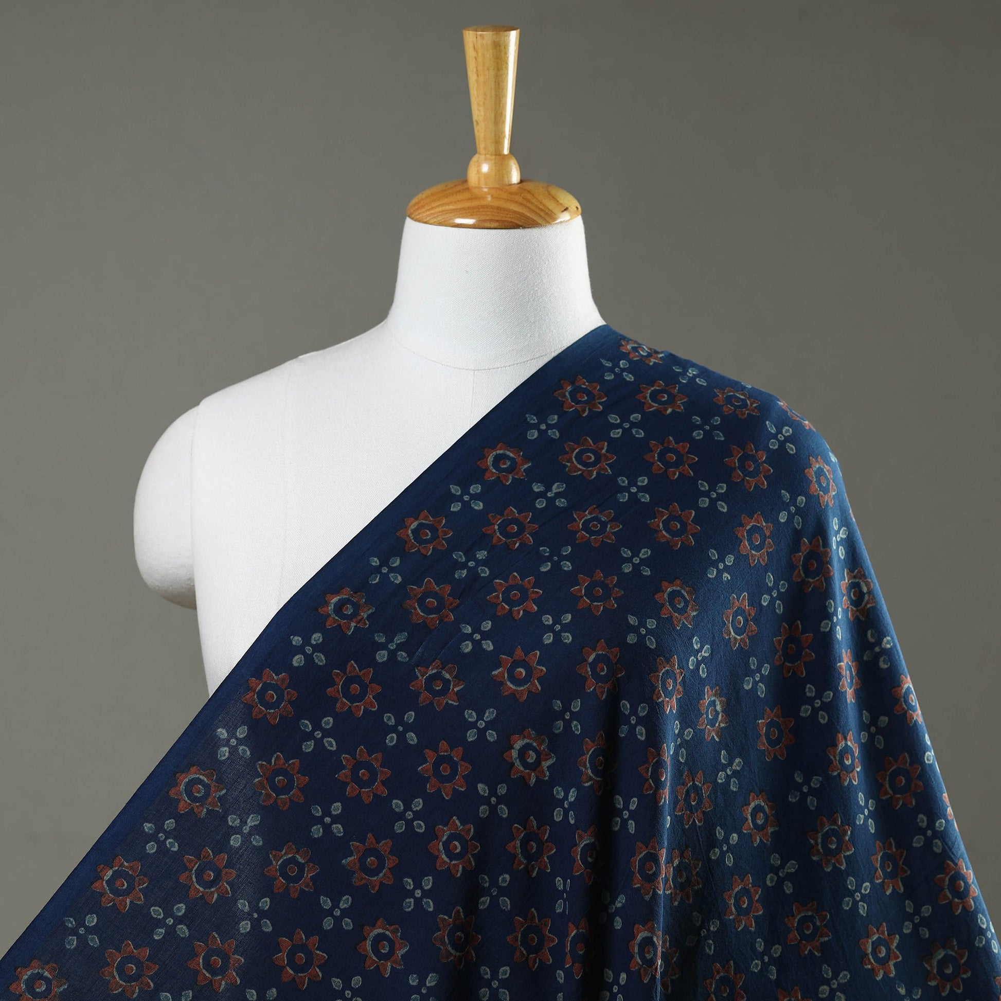 Blue - Akola Hand Block Printed Cotton Fabric
