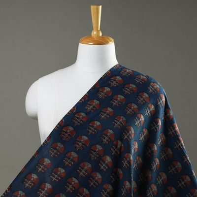 Blue - Akola Hand Block Printed Cotton Fabric