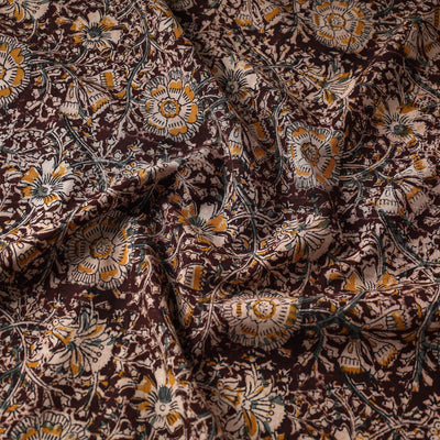 Brown - Kalamkari Block Printed Cotton Fabric