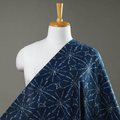 Blue - Hand Block Printed Cotton Akola Fabric