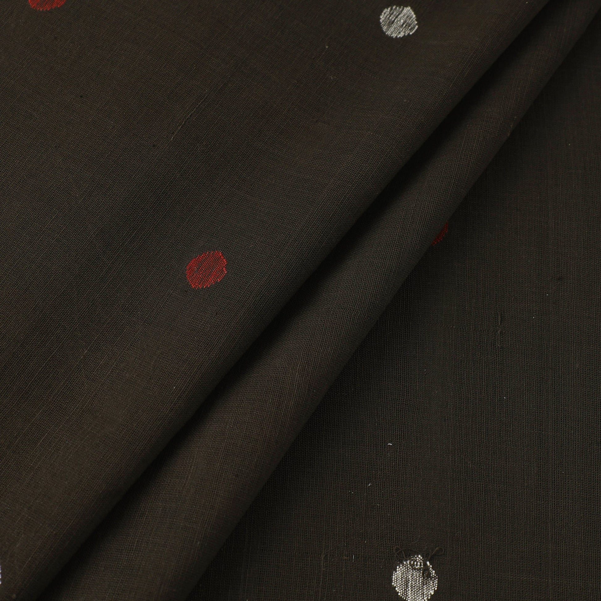 Black - Handspun Handloom Natural Dyed Cotton Jamdani Fabric 41
