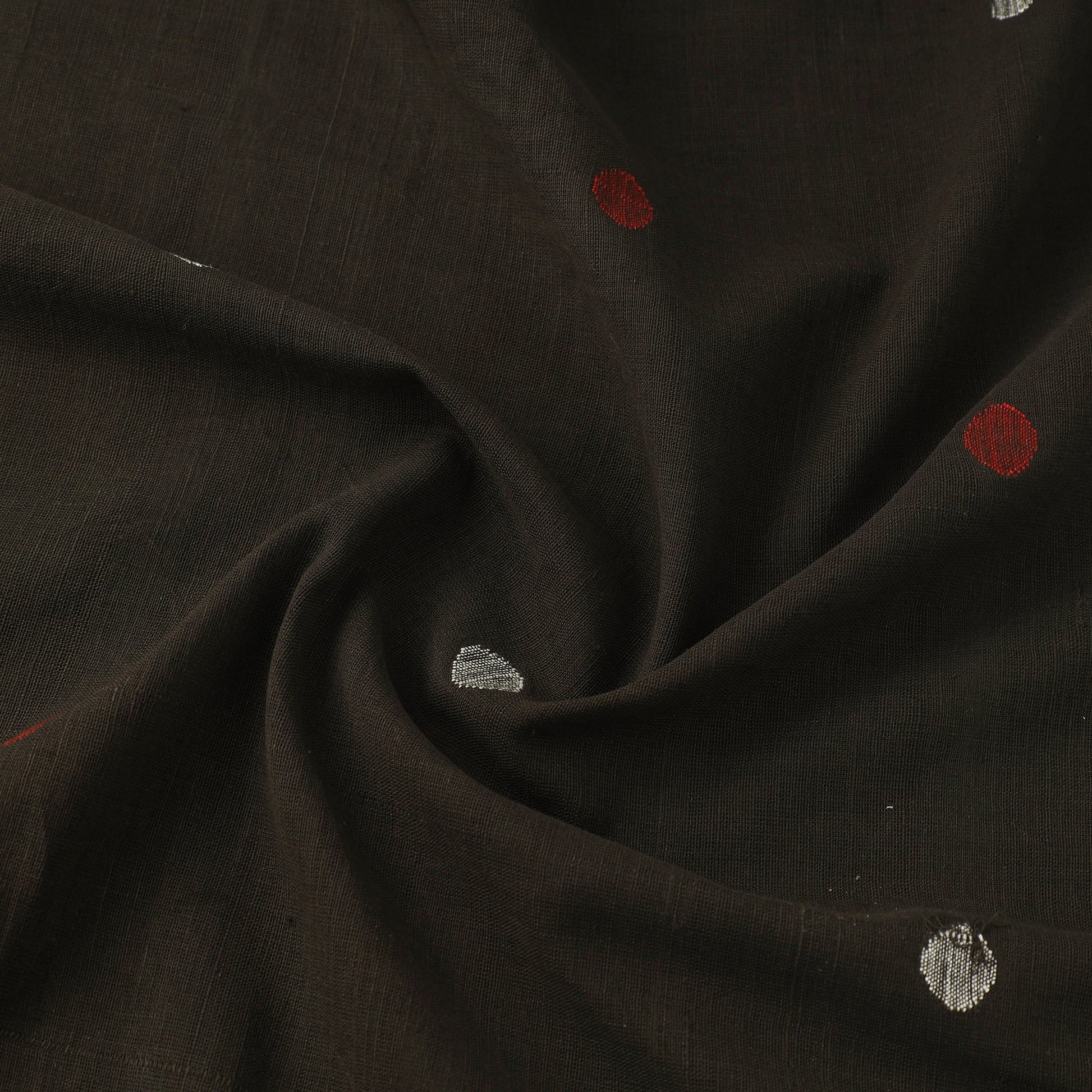 Black - Handspun Handloom Natural Dyed Cotton Jamdani Fabric 41