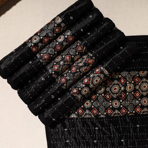 Black - Kutch Tagai Embroidered Mashru Silk Table Mats (SO6) 03
