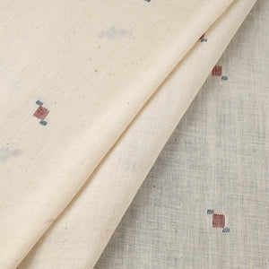 Beige - Handspun Handloom Natural Dyed Cotton Kora Jamdani Fabric 44