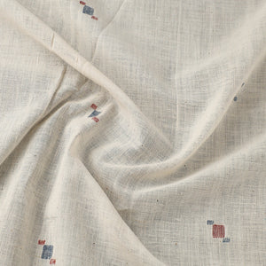 Beige - Handspun Handloom Natural Dyed Cotton Kora Jamdani Fabric 44