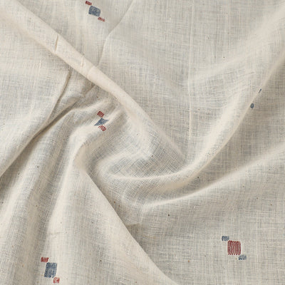 Beige - Handspun Handloom Natural Dyed Cotton Kora Jamdani Fabric 44