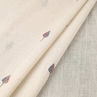Beige - Handspun Handloom Natural Dyed Cotton Kora Jamdani Fabric 45