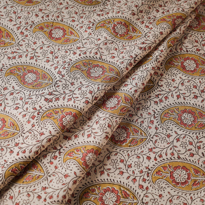 Beige - Pedana Kalamkari Block Printed Cotton Fabric