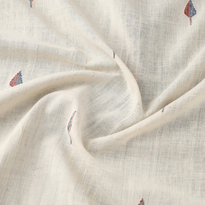 Beige - Handspun Handloom Natural Dyed Cotton Kora Jamdani Fabric 45
