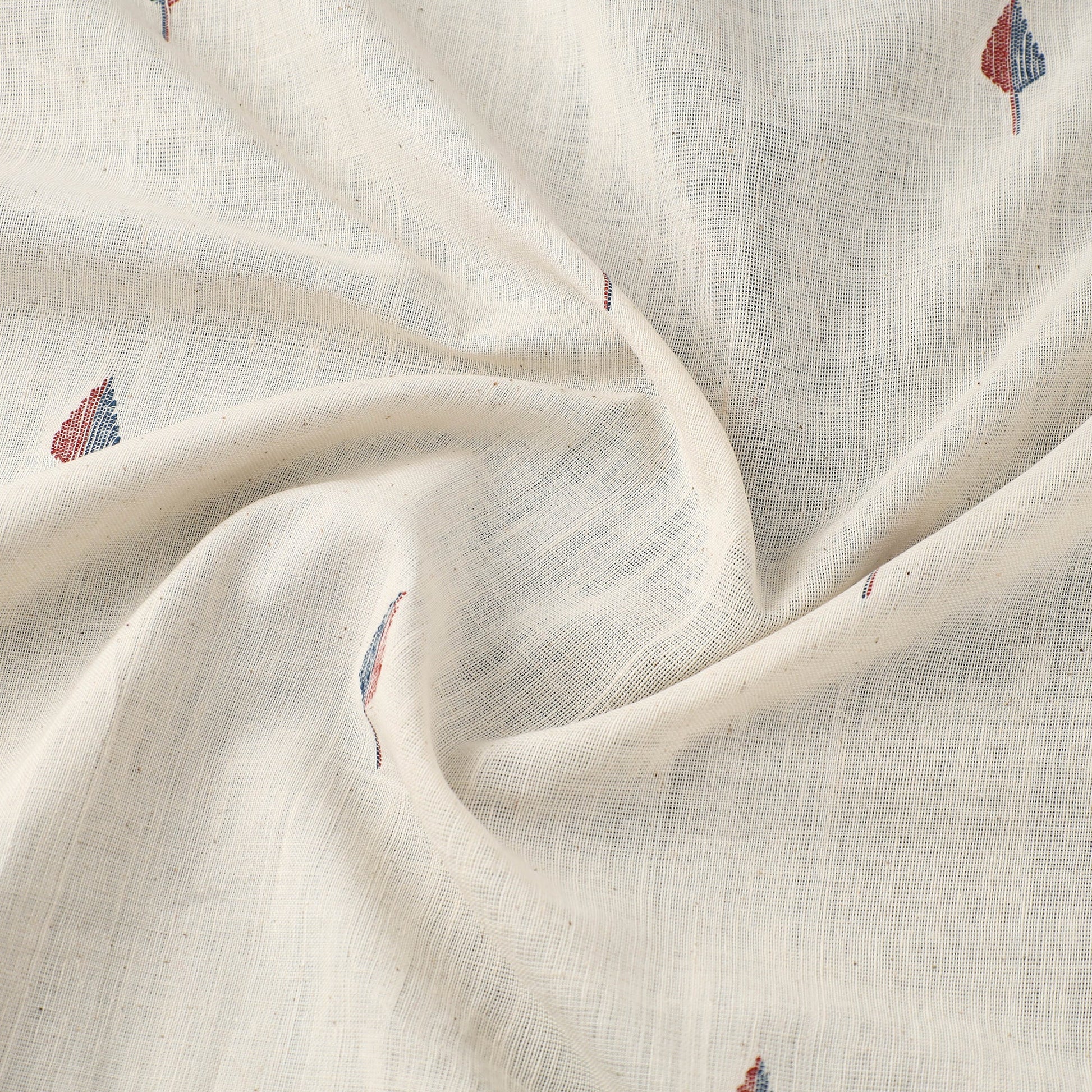 Beige - Handspun Handloom Natural Dyed Cotton Kora Jamdani Fabric 45