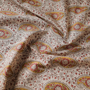 Beige - Pedana Kalamkari Block Printed Cotton Fabric