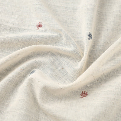 Beige - Handspun Handloom Natural Dyed Cotton Kora Jamdani Fabric 46