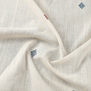 Beige - Handspun Handloom Natural Dyed Cotton Kora Jamdani Fabric 47