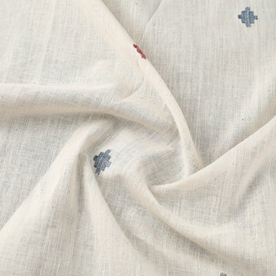 Beige - Handspun Handloom Natural Dyed Cotton Kora Jamdani Fabric 47