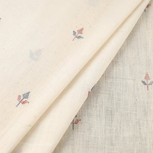 Beige Handspun Handloom Natural Dyed Cotton Kora Jamdani Fabric 48