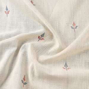 Beige Handspun Handloom Natural Dyed Cotton Kora Jamdani Fabric 48