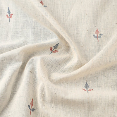 Beige Handspun Handloom Natural Dyed Cotton Kora Jamdani Fabric 48