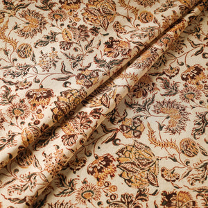 Beige - Pedana Kalamkari Block Printed Cotton Fabric