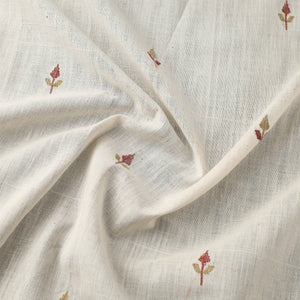 Beige - Handspun Handloom Natural Dyed Cotton Kora Jamdani Fabric 49