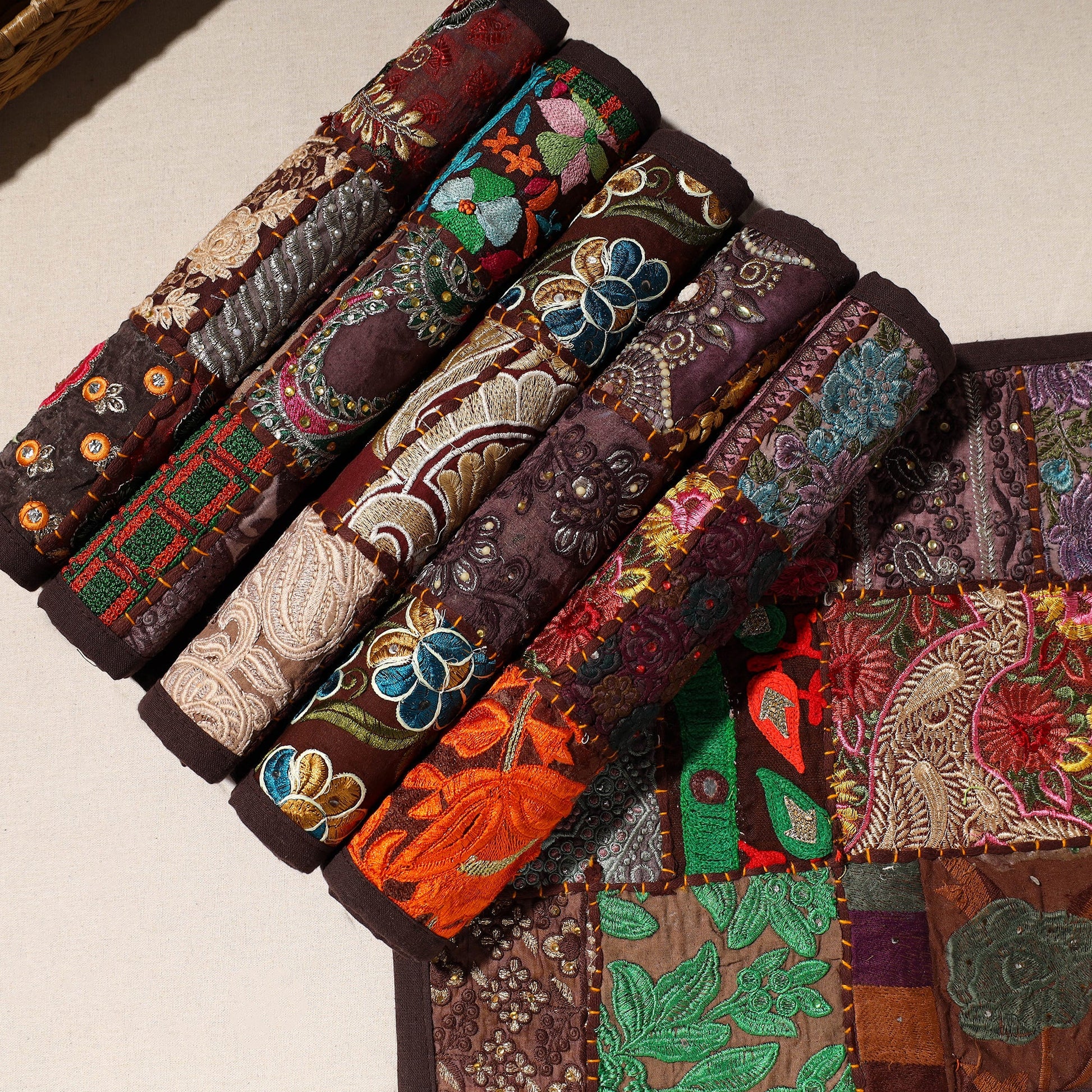 Brown - Khambadiya Patchwork Cotton Table Mats (SO6) 06