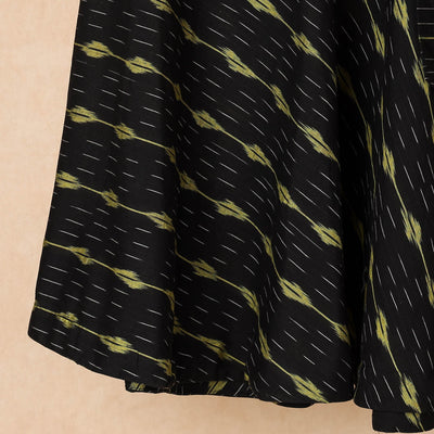 Black - Wrap Around Cotton Pochampally Ikat Skirt